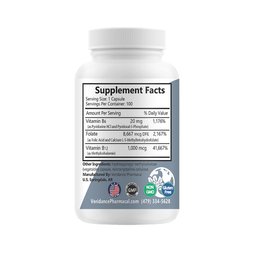 B6 Complex, Vitamins B6, B9 and B12, 100 soft vegetable capsules