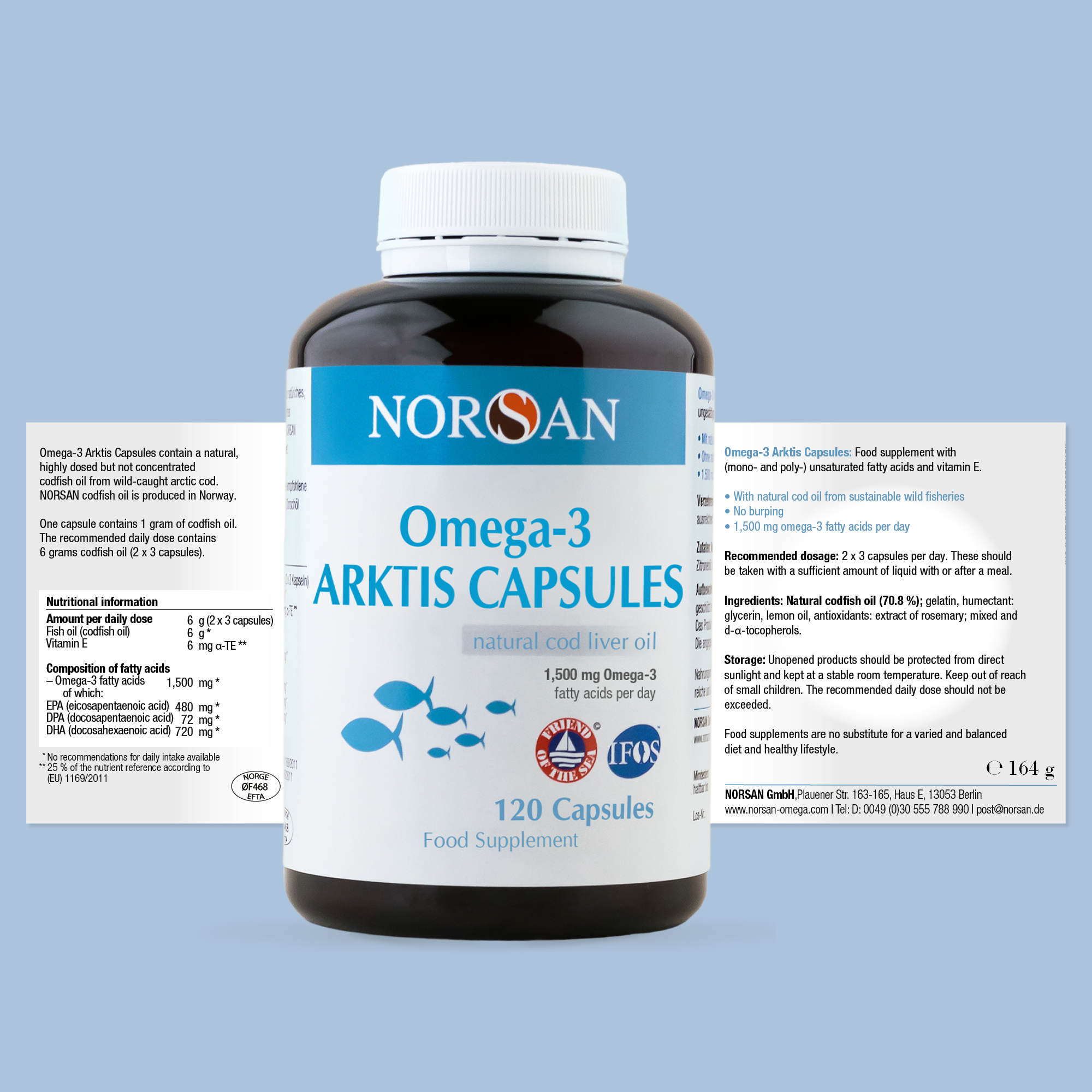 Norsan ARKTIS Cod Liver Oil, 120 Capsules, High in DHA and EPA