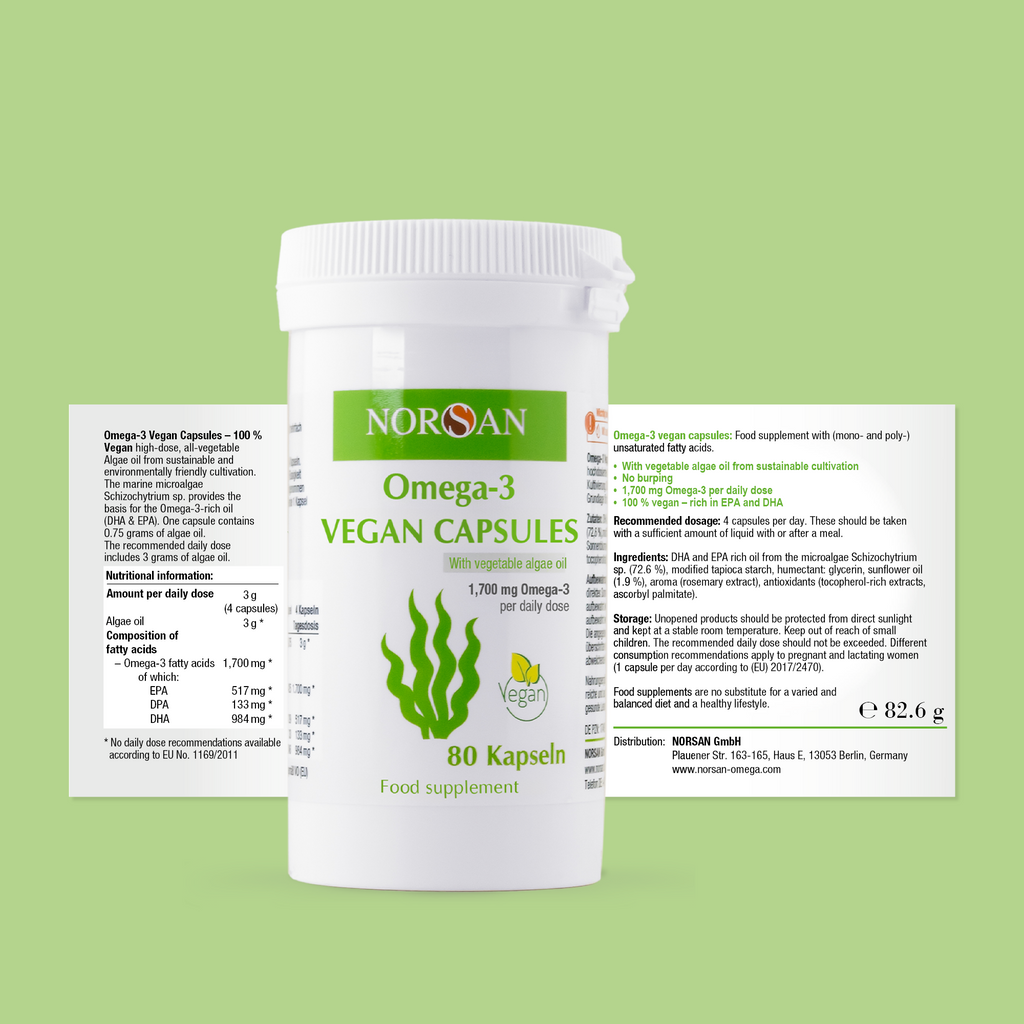 Norsan Omega-3 Vegan Capsules, Very High EPA-DHA, 80 Capsules