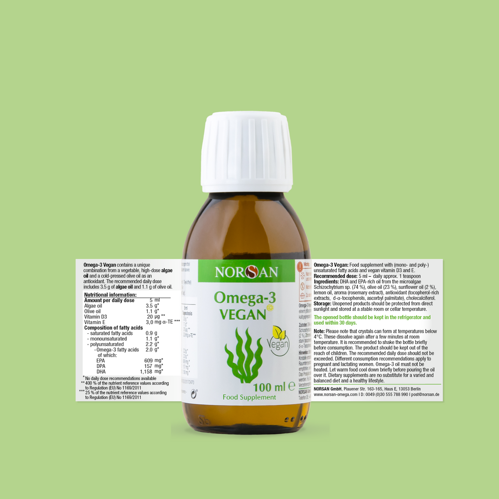 Norsan Omega-3 VEGAN Oil, 100mL (609 mg EPA + 1158 mg DHA)