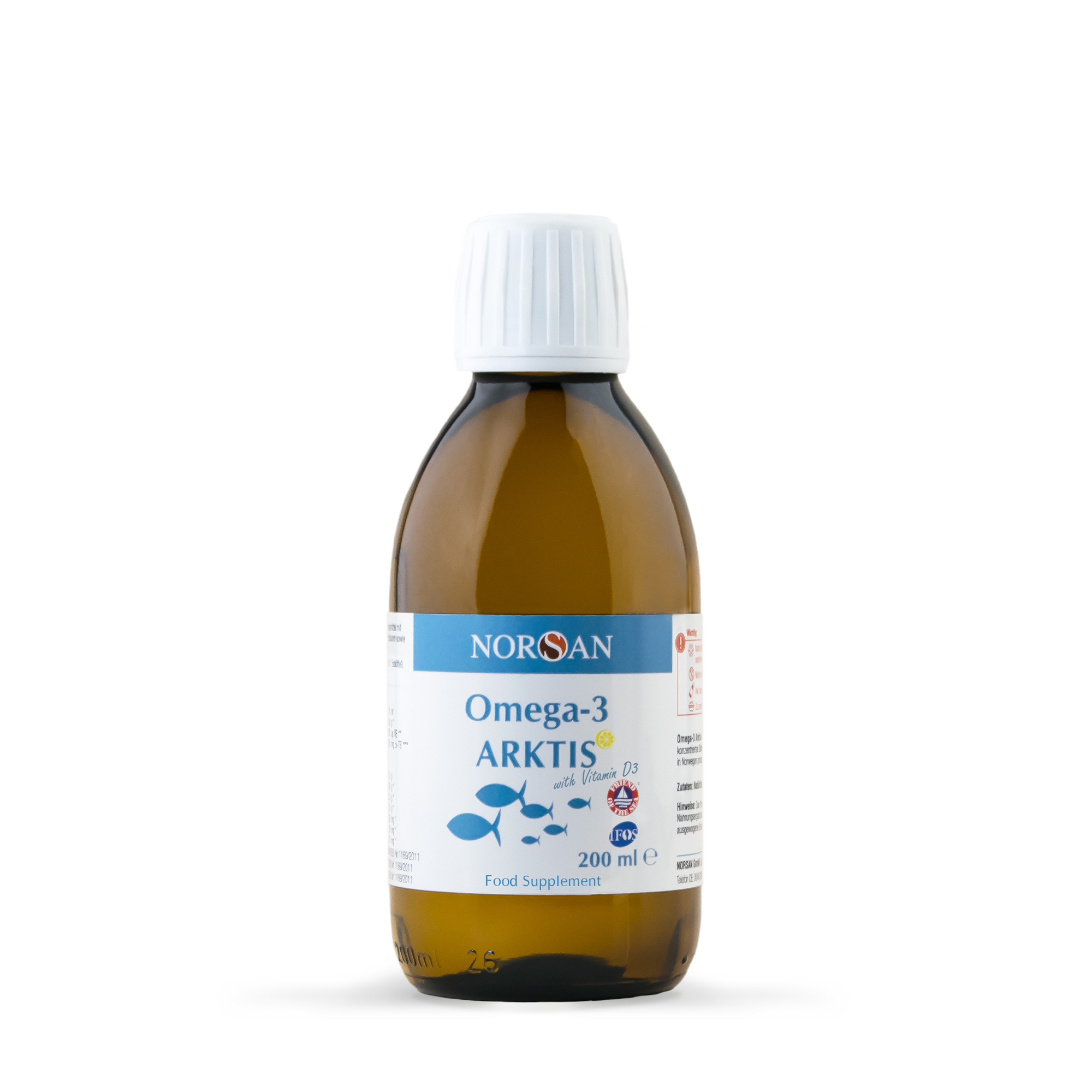Norsan ARKTIS Cod Liver Oil, Omega-3 EPA 750 mg, DHA 975 mg, Natural Fish Oil, 200 mL