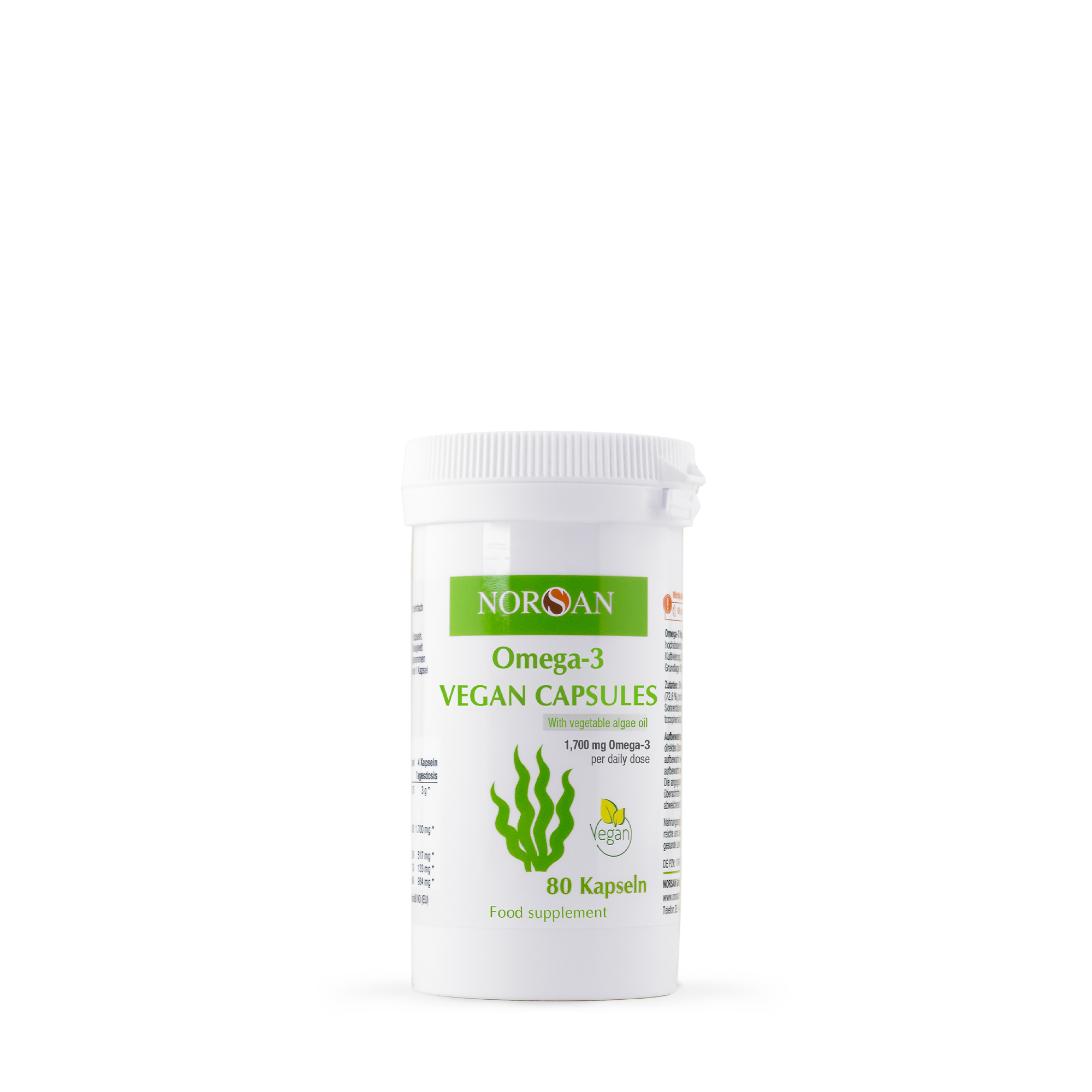 Norsan Omega-3 Vegan Capsules, Very High EPA-DHA, 80 Capsules
