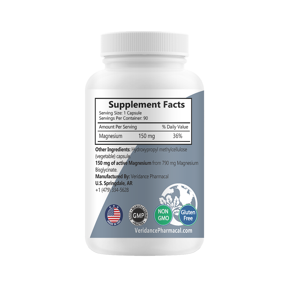 Magnesium Bisglycinate, 150mg, Ultra-pure, 90 soft vegetable capsules